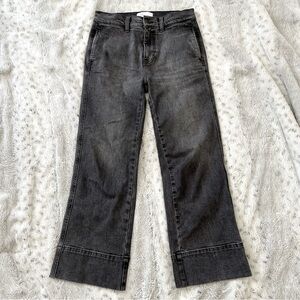 Current Elliot Cropped Faded Wide Leg Black Mid Rise Denim Jeans